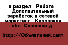  в раздел : Работа » Дополнительный заработок и сетевой маркетинг . Кировская обл.,Сезенево д.